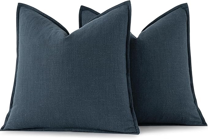 MIULEE Decorative Linen Euro Sham Pillow Covers 24x24 Navy Blue ​Boho - Image 6