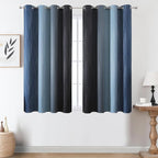 Estelar Textiler Black and Navy Blue Ombre Blackout Curtains 45 Inch Length - Image 2