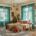 WAZZIO Boho Lace Curtains 2 Panels 84 Inch -Victorian Sheer Panel Drape French - Image 3