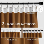 MIULEE Golden Brown Back Tab Blackout Curtains 102 Inch Long 2 Panels Set - Image 3