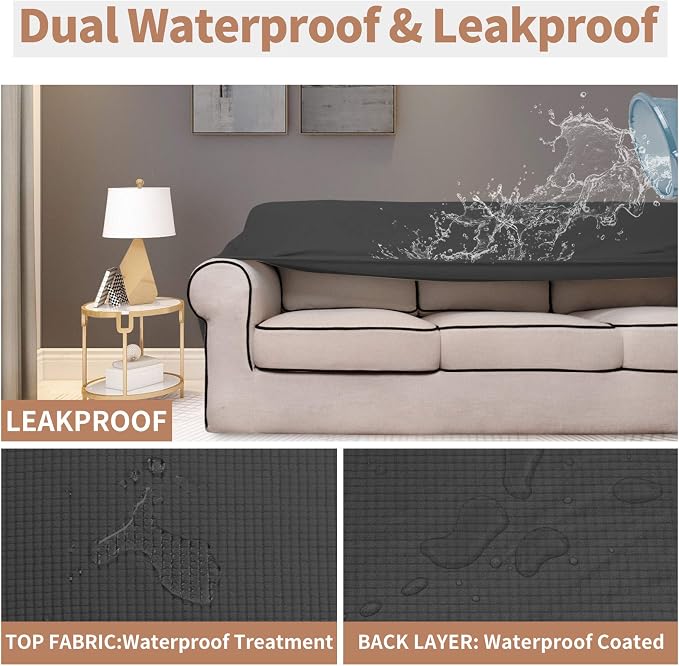 Easy-Going 100% Waterproof Oversized Loveseat Couch Cover, Dual Waterproof Sofa - Image 3