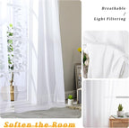 Gwine White Sheer Curtains 84 Inches Long 2 Panels Set - Image 3