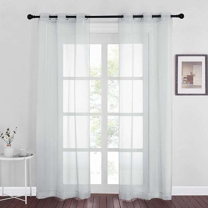 NICETOWN Living Room Window Curtains Sheer Textured, Grommet Casual Voile Sheer by NICETOWN