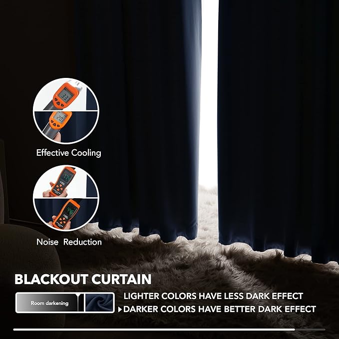 Deconovo Back Tab and Rod Pocket Drapes and Curtains Short Blackout Curtains - Image 5
