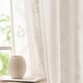 jinchan Belrose Linen Curtains for Bedroom Floral Curtains 84 Inch Length Linen by JINCHAN
