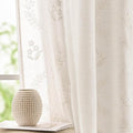 jinchan Belrose Linen Curtains for Bedroom Floral Curtains 63 Inch Length Linen by JINCHAN