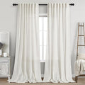 Nanspring Beige White Linen Curtains by Nanspring