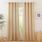 NICETOWN Linen Flax Semi Sheer Curtains 92" Length, Grommet Window Treatments by NICETOWN