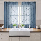 HOMEIDEAS Stone Blue Sheer Kitchen Curtains 52 x 45 Inch Length 2 Panels - Image 6