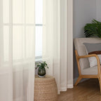 Simplebrand Cream Sheer Curtains 96 Inches Long 2 Panels, Light Filtering Rod - Image 5