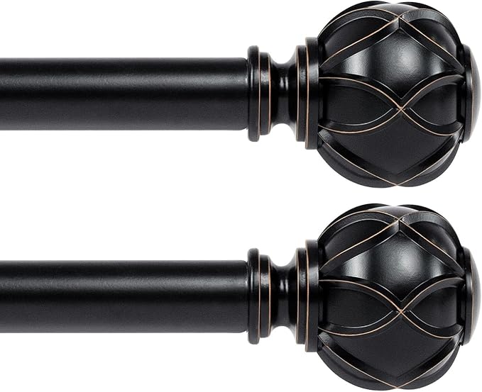KAMANINA 1 Inch Curtain Rod Telescoping Single Drapery Rod 28 to 48 Inches by KAMANINA