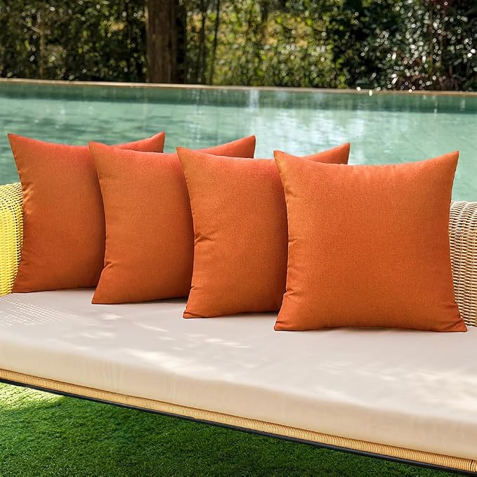 MIULEE Pack of 4 Decorative Throw Pillow Covers Outdoor Linen Waterproof Pillow by MIULEE