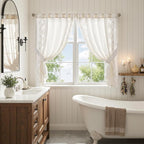 jinchan Belrose Linen Floral Cafe Curtains 45 Inch Length Embroidered Farmhouse - Image 9