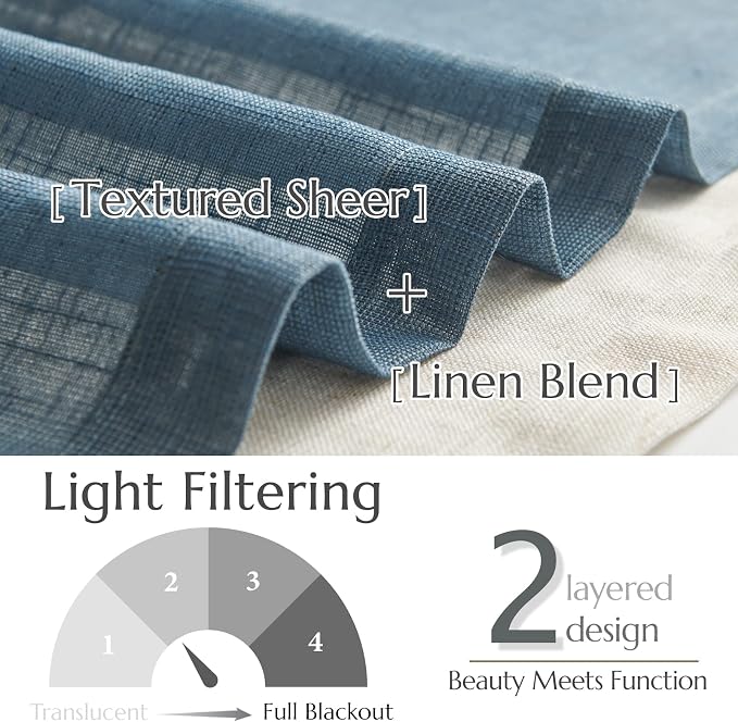 jinchan Linen Valance for Farmhouse Living Room Windows 16 Inch Slubbed Crossed - Image 3