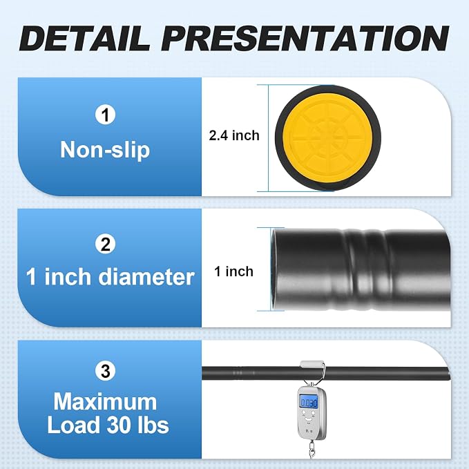 CorkLatta Black Shower Curtain Rod 31 to 68 Inch, 1 Inch Diameter Adjustable - Image 3