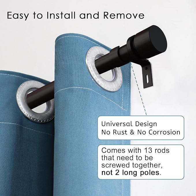 Byondeth Curtain Rods for Windows 16 to 200 Inches Adjustable Length 1 Inch - Image 2
