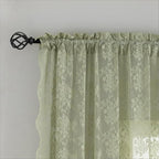 YJ YANJUN Vintage Lace Curtains -Cottage Flower Sage Green 132 inch Curtains - Image 4