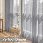MIULEE Dark Grey Sheer Curtains 84 Inches Long, 4 Panels Set, Rod Pocket Light - Image 5