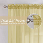 Lecloud Yellow Sheer Curtains 78 Inches Long 2 Panels, Gauzy Light Filtering - Image 2