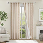 jinchan Belrose Lined Linen Blend Curtains Boho Floral Curtains - Image 3