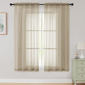 Sheer Taupe Curtains for Bedroom Living Room 63 Inch Length 2 Panels, Airy Soft by WelvetBLK