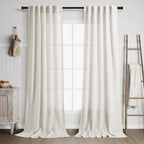 Nanspring 2 Panels Set Cream Linen Curtains 108 inches Long by Nanspring