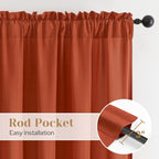 HOMEIDEAS Non-See-Through Fall Burnt Orange Privacy Sheer Kitchen Curtains - Image 6