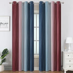 Estelar Textiler Navy Blue and Burgundy Red Ombre Blackout Curtains 90 Inch - Image 2