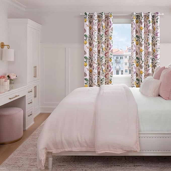 Topfinel Floral Curtains 84 Inch Length 2 Panels Set Pink Spring French Country - Image 5