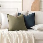 MIULEE Decorative Linen Pillow Covers 20x20 Inch Light Olive Green ​Boho - Image 4