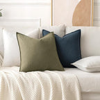 MIULEE Decorative Linen Euro Sham Pillow Covers 24x24 Navy Blue ​Boho - Image 4