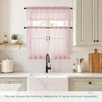 Blush Pink Sheer Curtains Tier 30 Inches Length 2 Panels, Light Filtering - Image 2