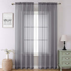 Lecloud Charcoal Grey Sheer Curtains 90 Inches Long 2 Panels, Light Filtering by Lecloud