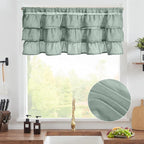 jinchan Ruffled Valance Curtain Slubbed Crossed Kitchen Valance Vintage - Image 2