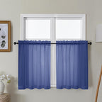 Gwine Royal Blue Sheer Curtains 30 Inch Length, Short Light Filtering Voile by Gwine
