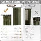 MIULEE Olive Green Pinch Pleated Thick Linen Curtains 84 Inches Long 2 Panels - Image 6