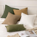 MIULEE Decorative Linen Euro Sham Pillow Covers 24x24 Khaki Boho Farmhouse - Image 5