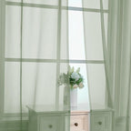 OVZME Sage Green Sheer Curtains 78 Inches Long 2 Panels - Image 2