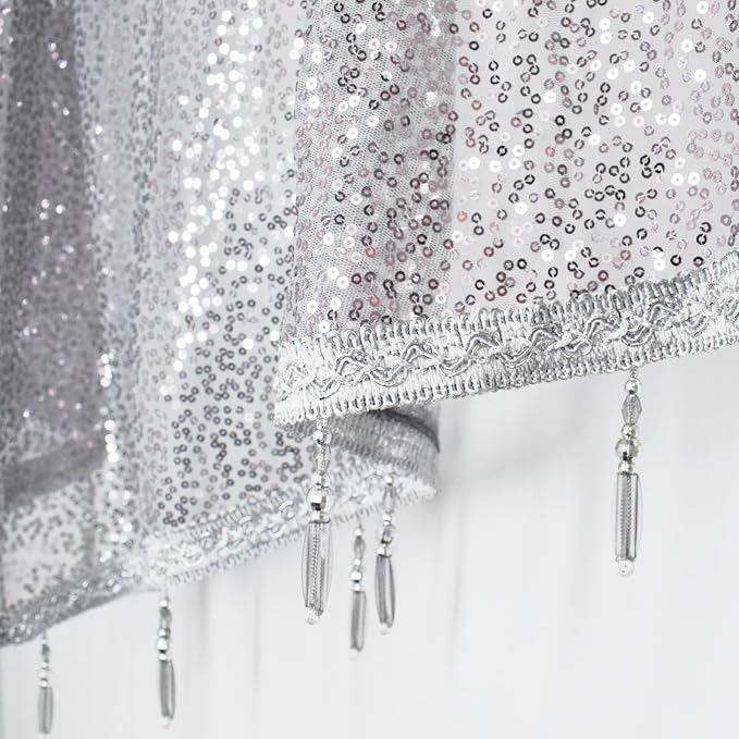 Molaxhome Swag Curtain 51 inch Length Rod Pocket Scalloped Curtain Valance - Image 8