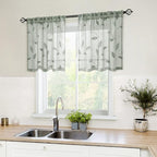 HOMEIDEAS Sage Green Sheer Kitchen Curtains 30 X 24 Inch Length 2 Panels by HOMEIDEAS