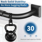 Black Curtain Rods for Windows 66-120Inch Heavy Duty French Return Rod - Image 5