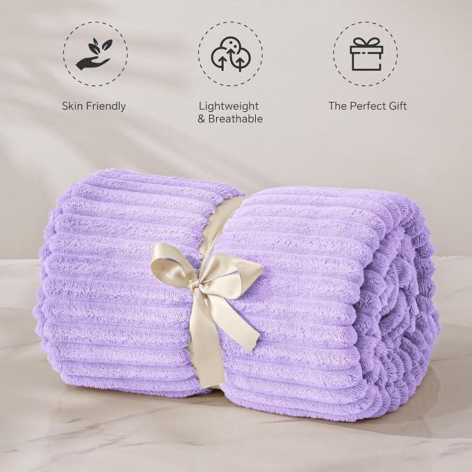 BEDELITE Fleece Throw Blanket for Couch – 3D Ribbed Jacquard Soft and Warm - Image 4