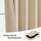 MIULEE Cream Beige Back Tab Light Blocking Curtains 95 Inch Length 2 Panels Set - Image 7