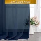 Aiyufeng 2 Piece Dark Blue Extra Long Sheer Curtains 120 Inch Length, Light - Image 6