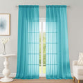 OWENIE Extra Long Turquoise Sheer Curtains 96 Inches Long 2 Panels Set by OWENIE