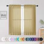 OWENIE Sheer Curtains 54 Inch Length 2 Panels Set by OWENIE