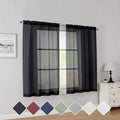 Simplebrand Black Short Sheer Curtains 45 Inch Length by Simplebrand