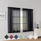 Simplebrand Black Short Sheer Curtains 45 Inch Length by Simplebrand