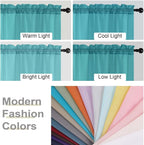 Kitchen Curtains 24 Inch Length Tier 2 Pieces, Turquoise Sheer Curtain Solid - Image 5