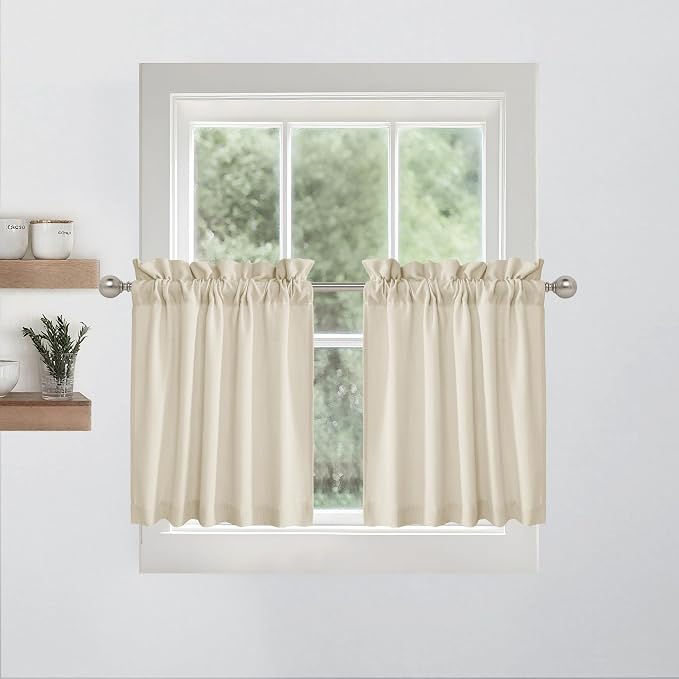 RYB HOME Cafe Curtains 24 inches Length, 2 Panels Kitchen Curtains and Valances - Image 5